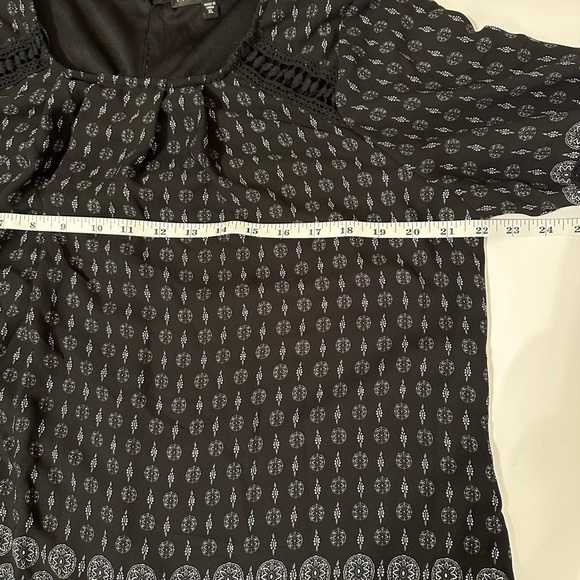 Fifth & Park Women’s Dress 1X Black White Boho Paisley Print Long Sleeve - Picture 7 of 11